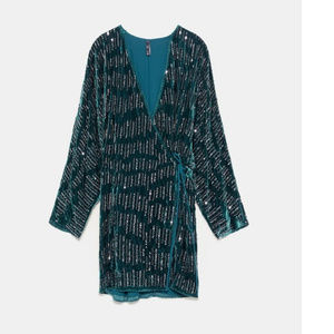 ZARA Sequin velvet dress, NWT, Sz L